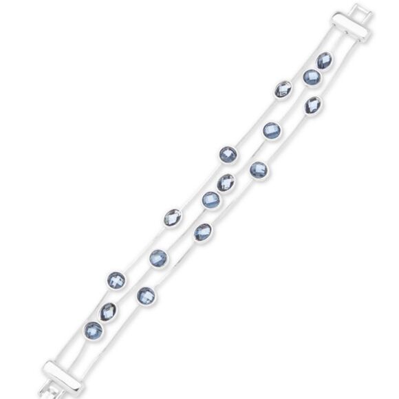 NWT Anne Klein Stone Station Triple-Row Flex Bracelet - blue - Picture 1 of 4
